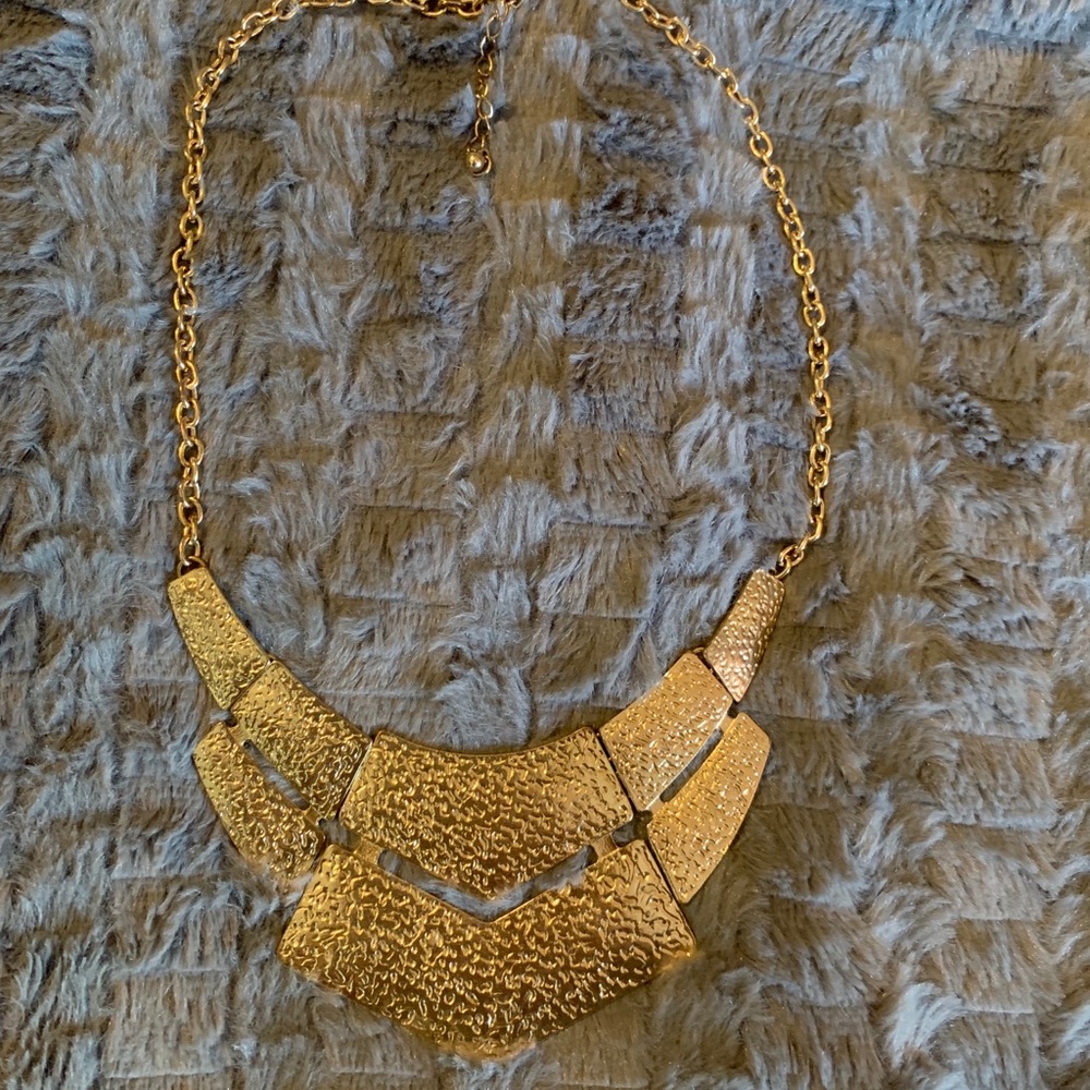 Gold statement bib necklace